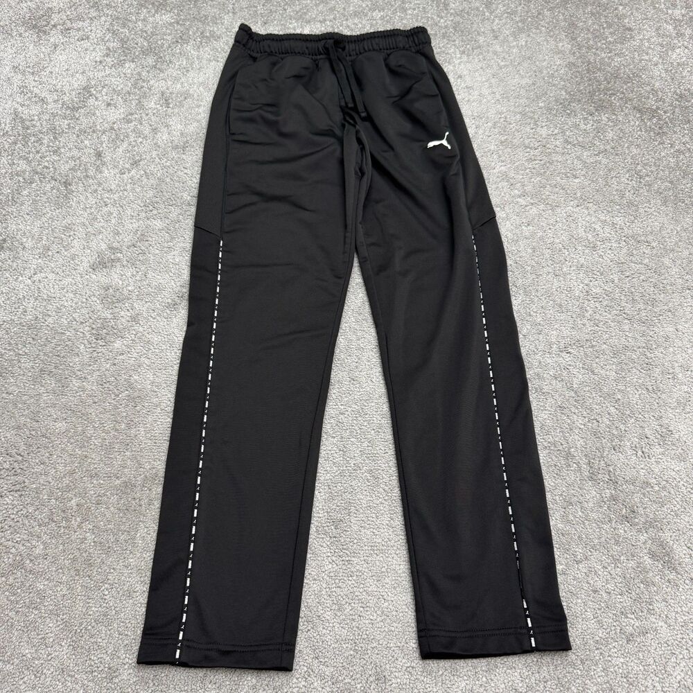 Puma Active Track Sweatpants Men Small Black Logo Taped Side Seam Training Sport